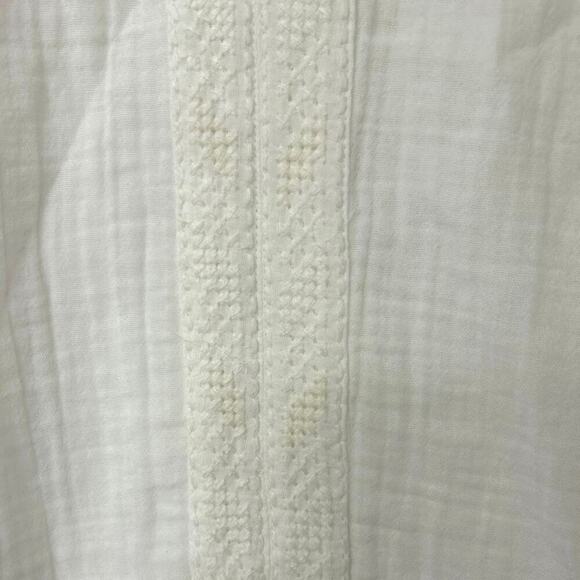 Faherty Lucia White Organic Cotton Embroidered Short Sleeve V Neck Top New XS - Picture 9 of 12